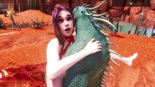 长着两根鸡巴的蜥蜴用双重渗透干了一个美女